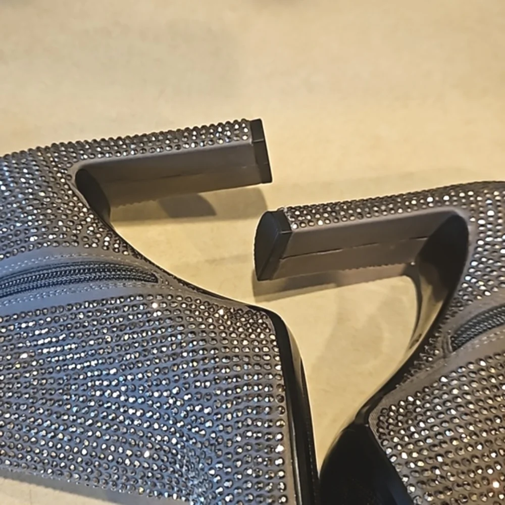 NEW! ZARA Embellished Rhinestone Heeled Ankle Boots 36=6.